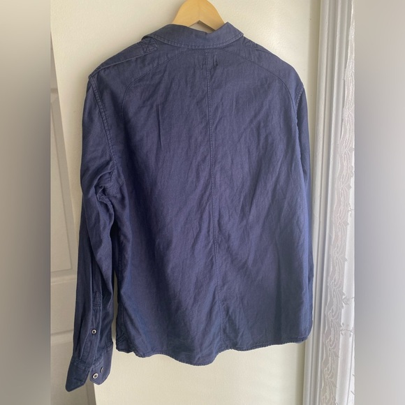 Rock & Republic Navy Blue Shirt Men's Pockets Long Sleeve Button Down Casual EUC - Picture 4 of 5